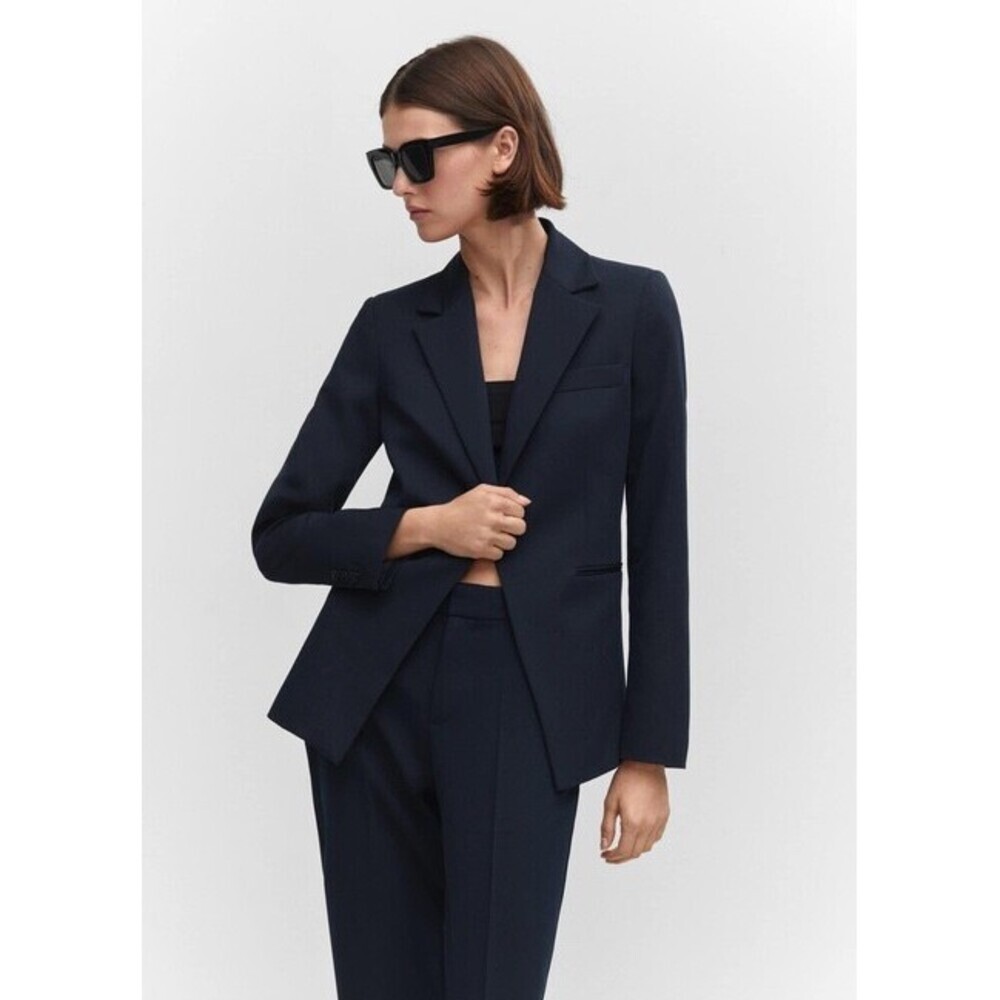 Mango Women's Fitted suit jacket Blazer size 36 Small in navy NWT